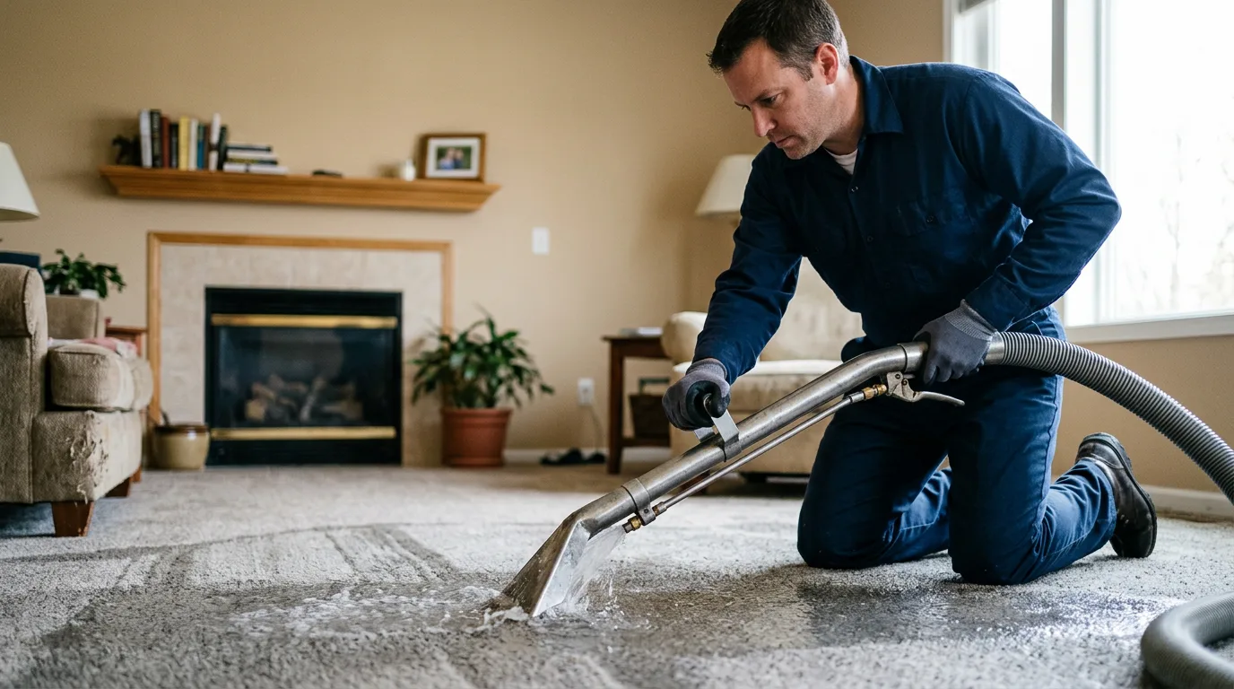 Water damage restoration technician working near Yorktown, TX